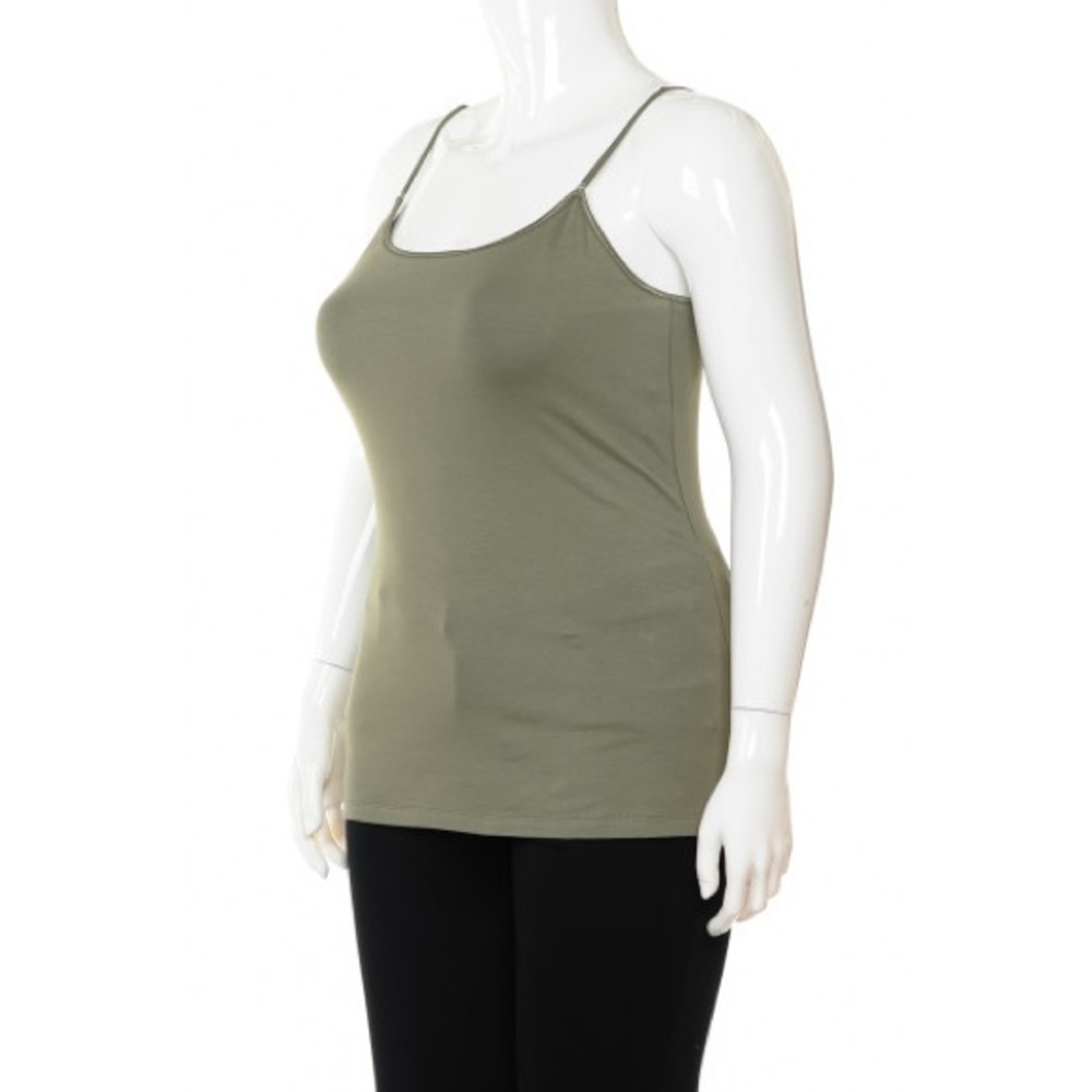 (61000-BLK) CLASSIC CAMI WITH BUILT-BRA ADJUSTABLE STRAPS PLUS SIZE TOP - Picture 2 of 3